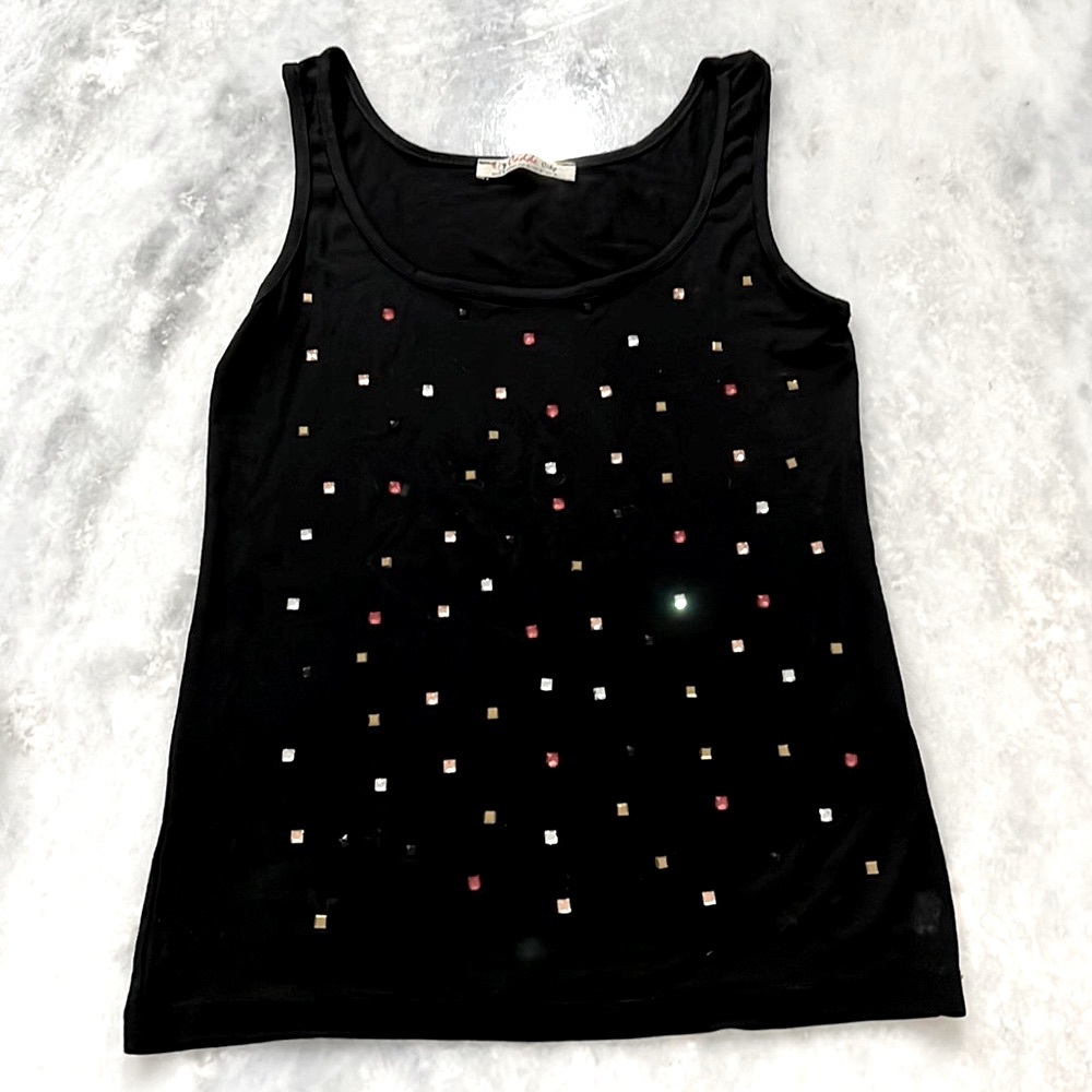NWOT Black Sleeveless Tank / Dress Shirt, Sparkly😍 Size Med. Super soft!
